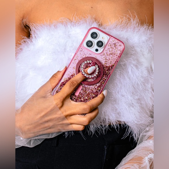 LUXYLEMON IPHONE 16 PRO PINK GLITTER LIQUID CASE | NWT - Picture 4 of 6